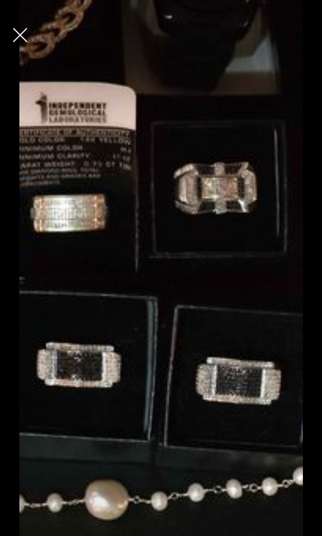 Mens 14K White Gold 1.00CTW Black/White Diamond J Sl1 Cross Ring in Jewellery & Watches in Hamilton - Image 3