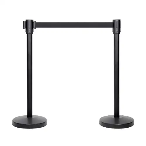 2-Pack Crowd Control 36" Black Stanchion 6.5 Foot Retrac. Belts63804731988099121