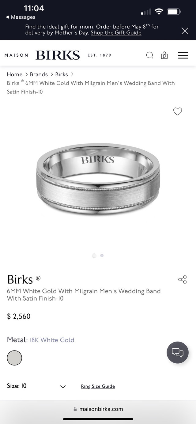 Birks 8mm Wedding Band s-10 amazing deal in Jewellery & Watches in City of Halifax - Image 2