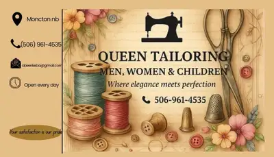 I offer expert alteration and tailoring services for pants, dresses, and all clothing items, ensurin...