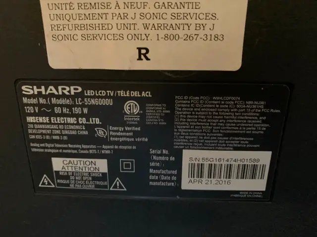 Sharp 55” LED TV in TVs in Ottawa - Image 3