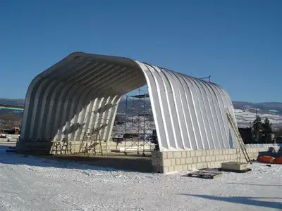 100 x 40 metal building; in storage; never assembled. Same type of building but twice the size as pi...