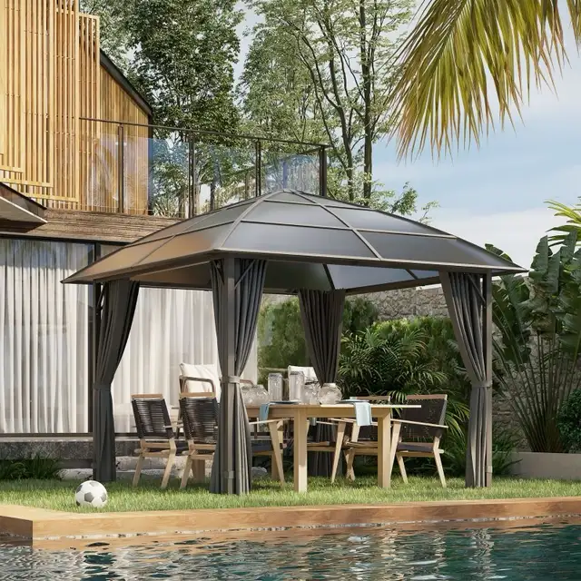 10' x 10' Outdoor Gazebo Canopy, Hardtop Gazebo with UV60+ Polyc in Patio & Garden Furniture in Markham / York Region - Image 8