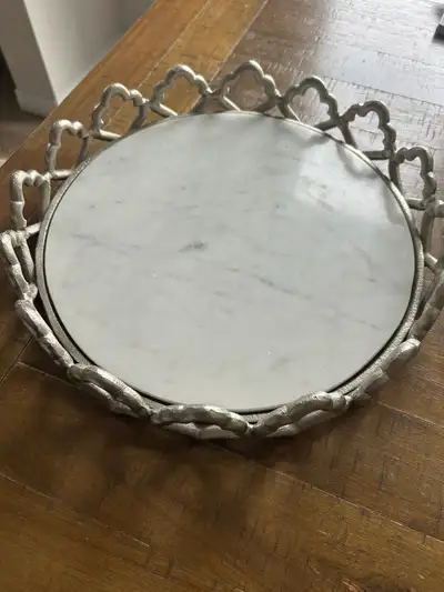 Marble & Silver Decorative Tray, View more