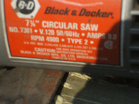 Scie circulaire Black and Decker 7 1/4 pouces 20$