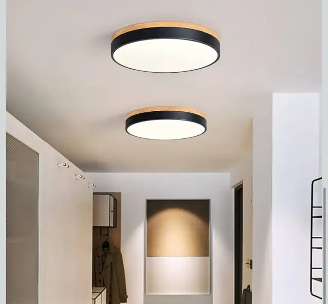 Goomavi Modern LED Ceiling Light, 15.74in Minimalist Wood Flush in Indoor Lighting & Fans in Kitchener / Waterloo - Image 8