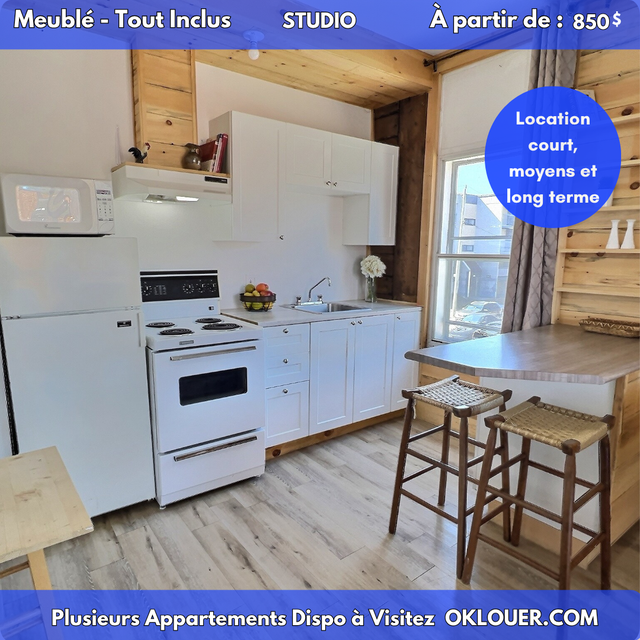 STUDIO TOUT INCLUS ET MEUBLÉ A LIMOILOU