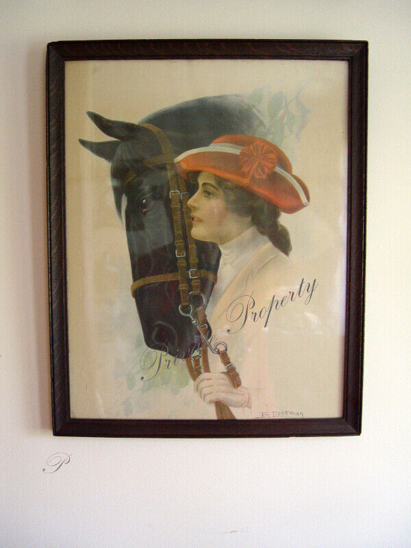 1910 Original Lichtman Print, Lady w. Horse. Fort Erie in Arts & Collectibles in St. Catharines - Image 3