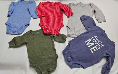 Like new 0-3 months Baby onesies and pants , View more