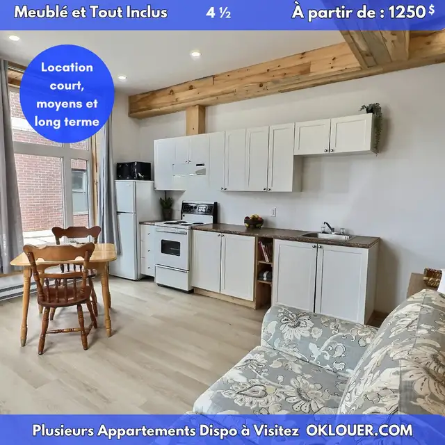 3.5 Furnished Apartment, All-Inclusive, Available Immediately