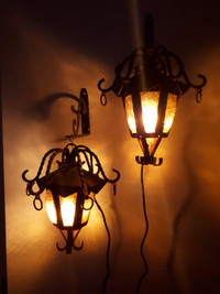 Spanish Revival, MCM,  Hand-Blown Glass, Hanging Light Fixtures