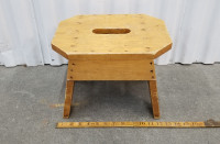 Vintage simple sturdy step stool solid pine wood hand slot 1970s