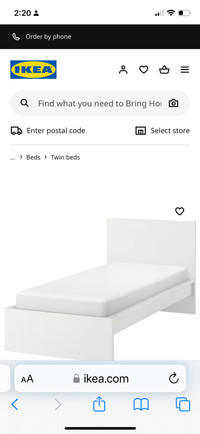 Ikea single bed frame, white Malm