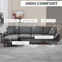 L-Shape Sofa, Modern Sectional Couch with Reversible Chaise Loun
