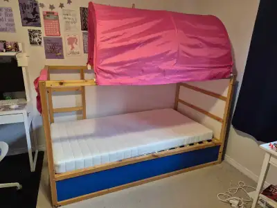 Ikea Kura twin bed and Ikea 4" Meistervik twin mattress, View more