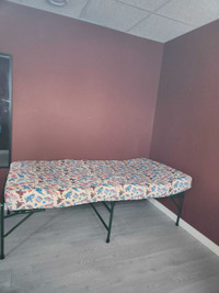 Foldable bed frame with mattress (Manji)