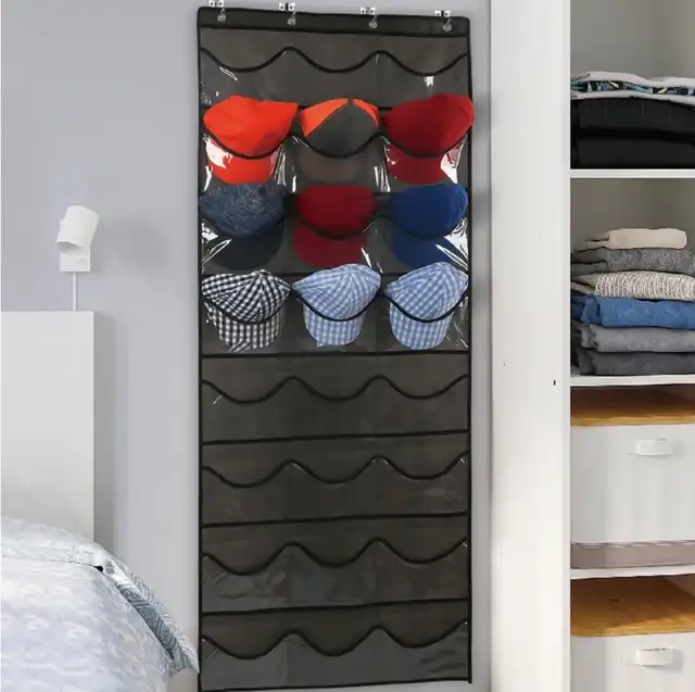 Hat Rack Organizer for Baseball Caps 24 Mesh Pockets Over Door in Storage & Organization in Oakville / Halton Region - Image 5