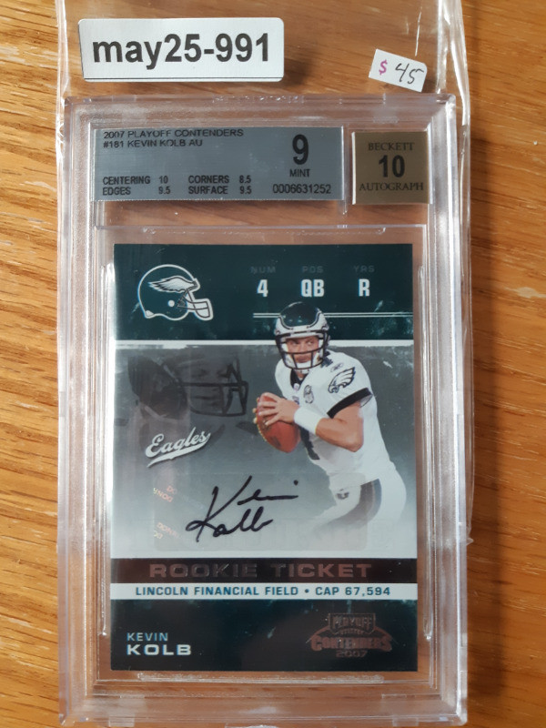 BGS 9 KEVIN KOLB 2007 Contenders RC Rookie Ticket Auto EAGLES MT in Arts & Collectibles in St. Catharines