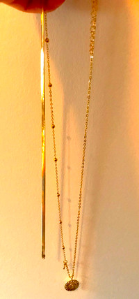 Stunning long choker Italian gold 10k necklace