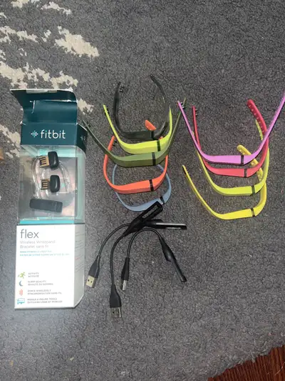 1. Fitbit flex $30 Comes with tracker (works perfectly), 2 dongles, 3 chargers, 9 bands. All picture...