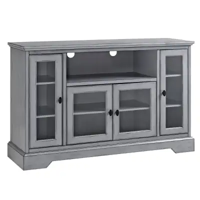 Wood and Glass Media Storage TV Stand Console, View more
