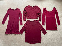 Large Dresses Tops burgundy stretchy 2 Dresses, 2 Tops $7each