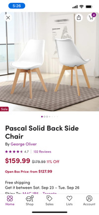 Reduced! 4x Pascal solid back side chair from Wayfair. 