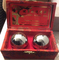 Vintage NOS Chinese Healthy metal Balls for Hand Exercise, Mind