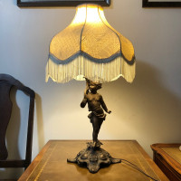 Vintage Cast Metal Cherub Lamp