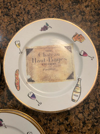 Vintage Italian plates with wine labels