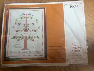 Vintage Cross Stitch Family Tree, New, 12”x16”, $10.00
