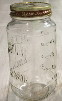 16 Food Grade glass Mason jars and 9 jam jars with lids.