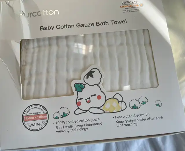 6 Purcotton Baby Cotton Gauze Bath Towel62854393831427123