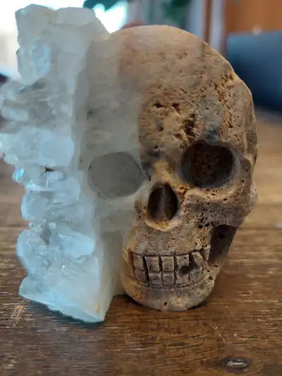 Hand carved crystal skull, View more