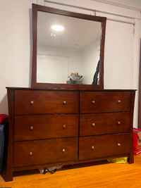 Large Wooden Dresser with Mirror
