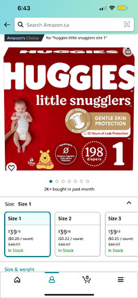 Huggies size 1 diapers