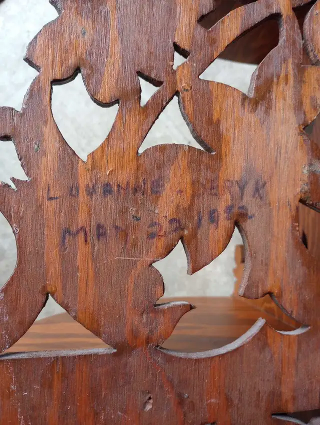 Vintage Ornate Wooden Corner Wall Shelf With Intricate Des in Bookcases & Shelving Units in Edmonton - Image 5