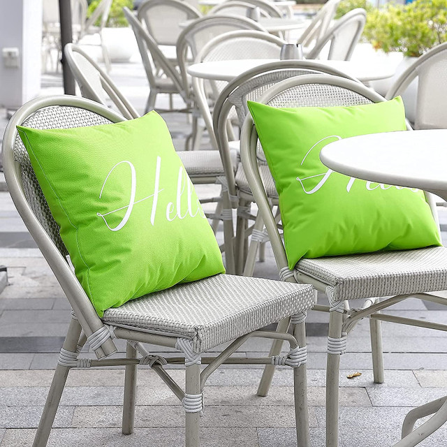 Waterproof Outdoor Throw Pillow Cover,2 Pack Hello 18"x18" in Other in City of Toronto - Image 4