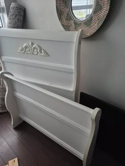 White twin sleigh bed, View more