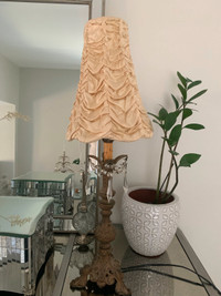 French inspired candle stick table lamp. Heavy iron base