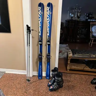 154 Dynostar ski , boots , poles , View more