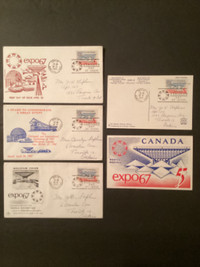 Expo 1967 - First Day of Issue Canadian postage stamp envelopes.