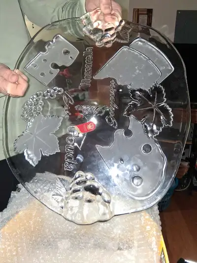 Glass Cheese Platter With Glass Handles, View more