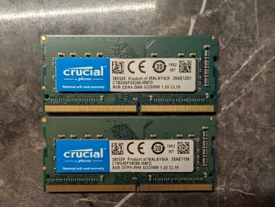 16GB Crucial DDR4-2666 RAM Kit (2x8GB) - Matching Pair - Tested, View more