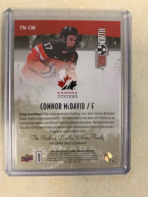 2015 UPPER DECK TEAM CANADA JUNIORS TRUE NORTH GOLD /49 JERSEY in Arts & Collectibles in Kingston - Image 2