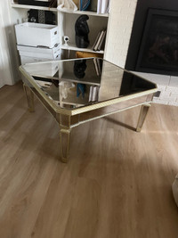 Cofffee table Antique mirrored  gold trim.  