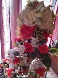 Orange cascading bridal bouquet 