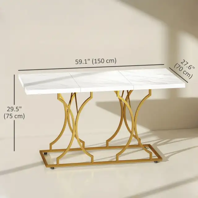 59" Dining Table for 6, Modern Marble-Pattern Kitchen Dinner in Dining Tables & Sets in Markham / York Region - Image 7
