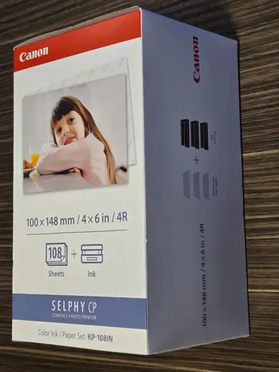 Brand New - Canon Selphy CP KP-108IN Color Ink & Paper Set (108, View more