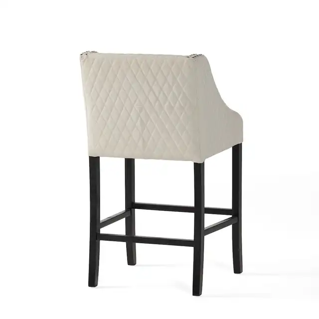 28" Ivory Leather and Wood Bar Stool in Chairs & Recliners in Markham / York Region - Image 8